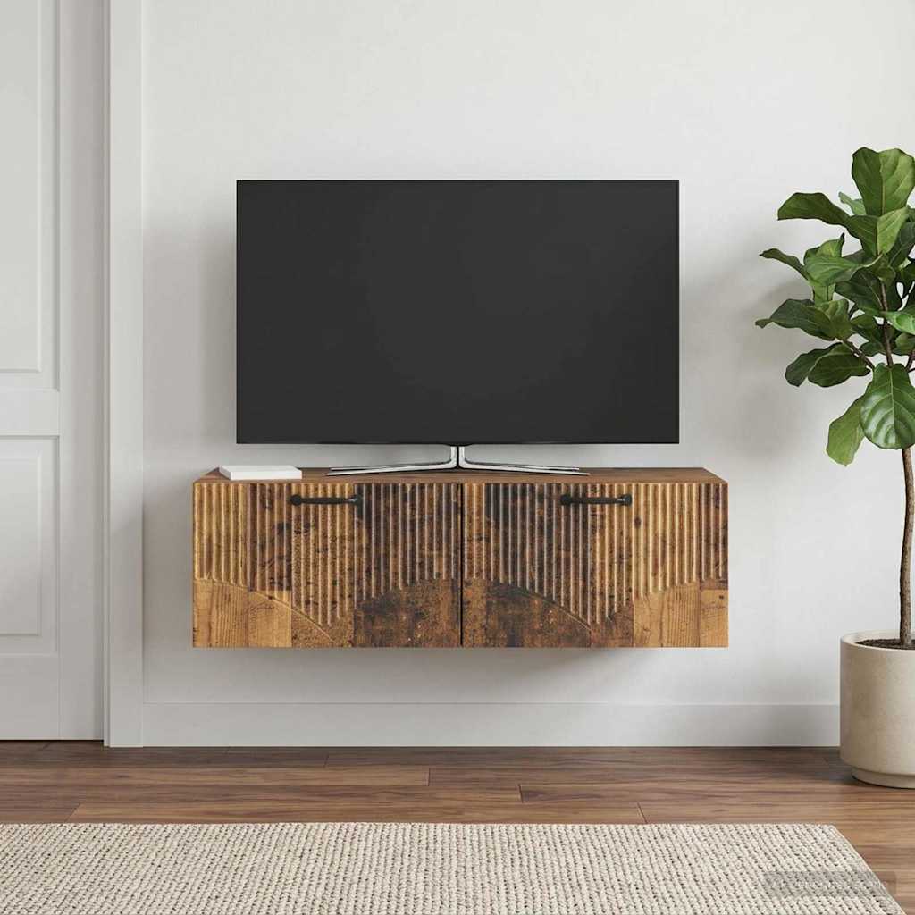 Wandbeugel TV-kast Oud hout 98 x 41 x 30 cm Bewerkt hout