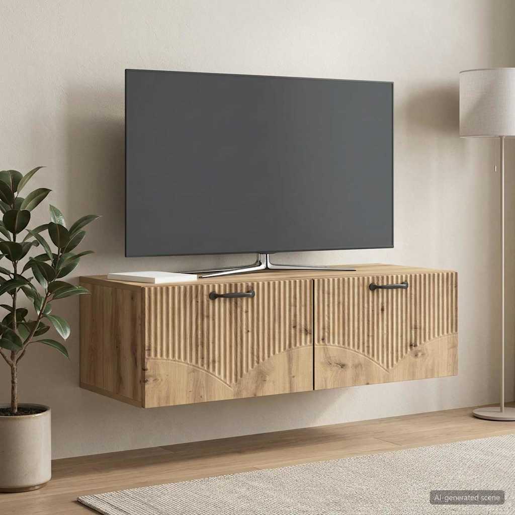 Wandbeugel TV-kast Artisanaal eiken 98 x 41 x 30 cm