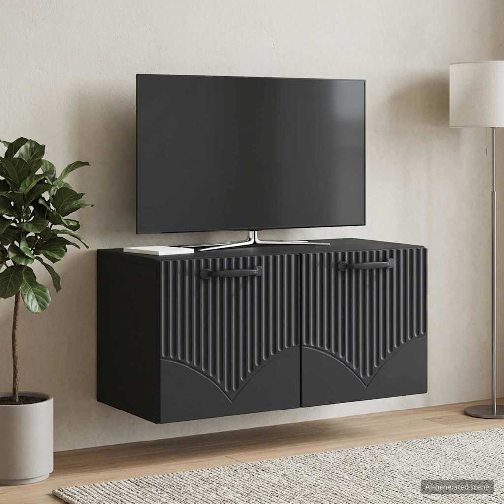 Wandbeugel TV-kast Zwart 59,5 x 31 x 30 cm Bewerkt hout