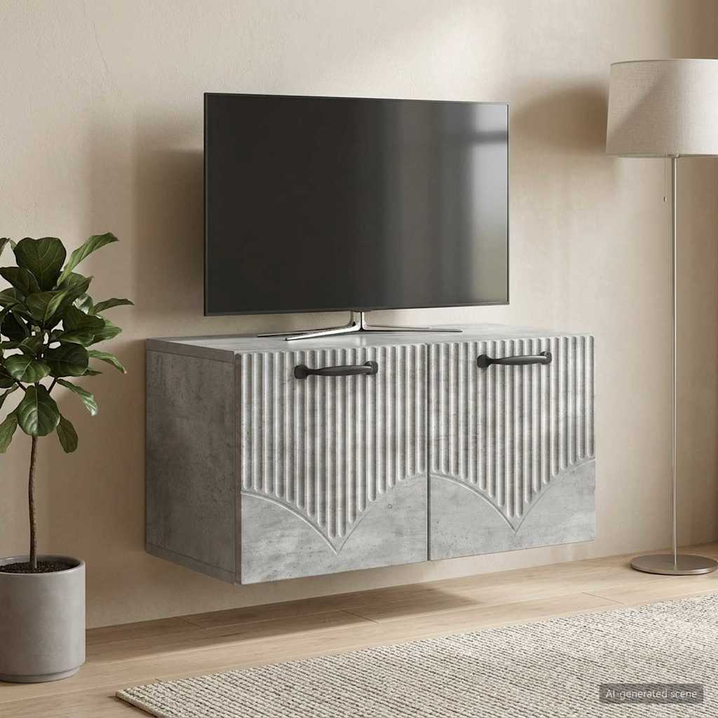 Wandbeugel TV-kast Betongrijs 59,5 x 31 x 30 cm Bewerkt hout – afbeelding 1