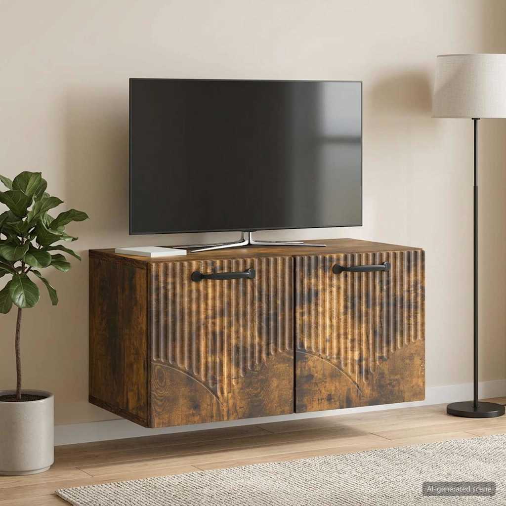 Wandbeugel TV-kast Gerookt eiken 59,5 x 31 x 30 cm Bewerkt hout – afbeelding 1