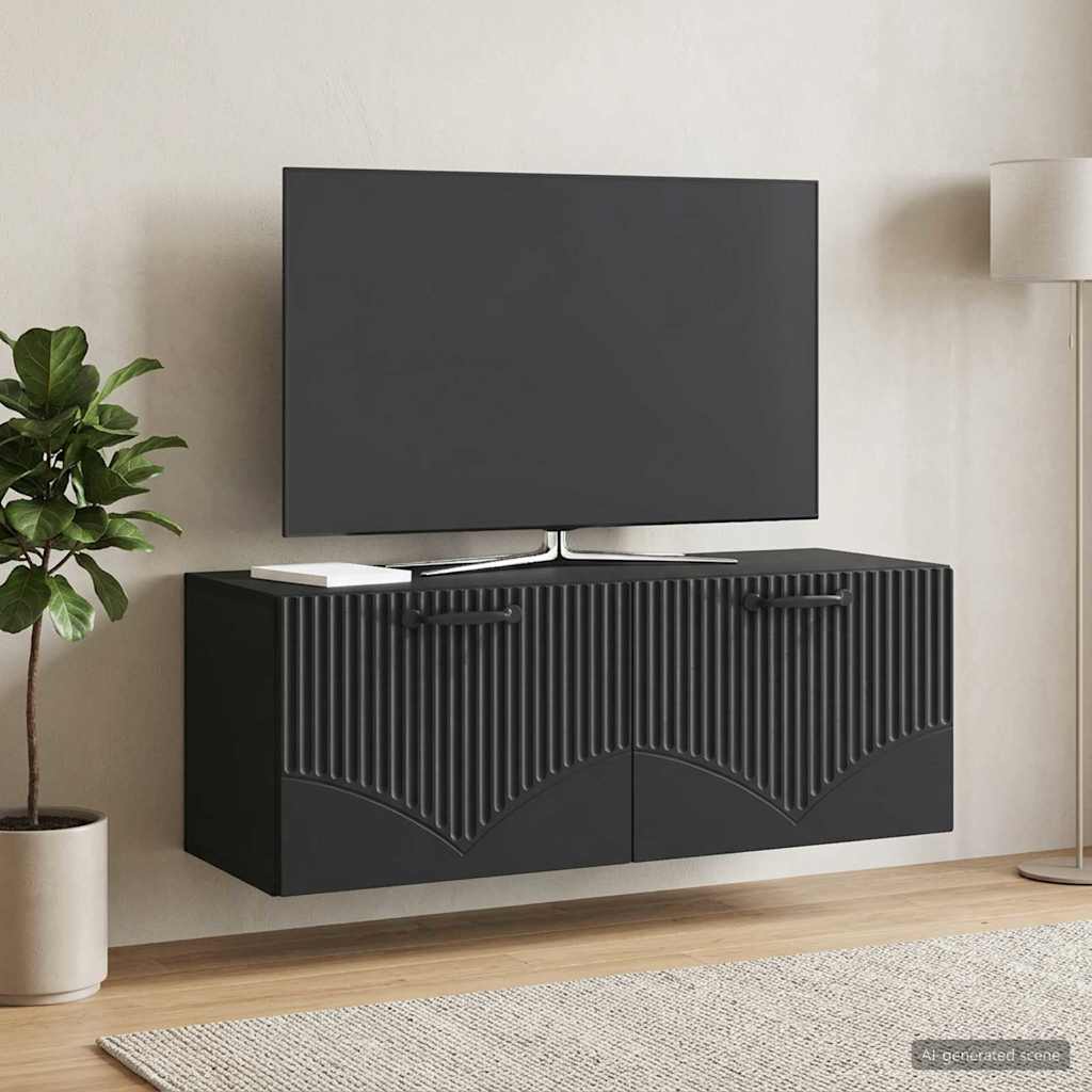 Wandbeugel TV-kast Zwart 78,5 x 31 x 30 cm Bewerkt hout