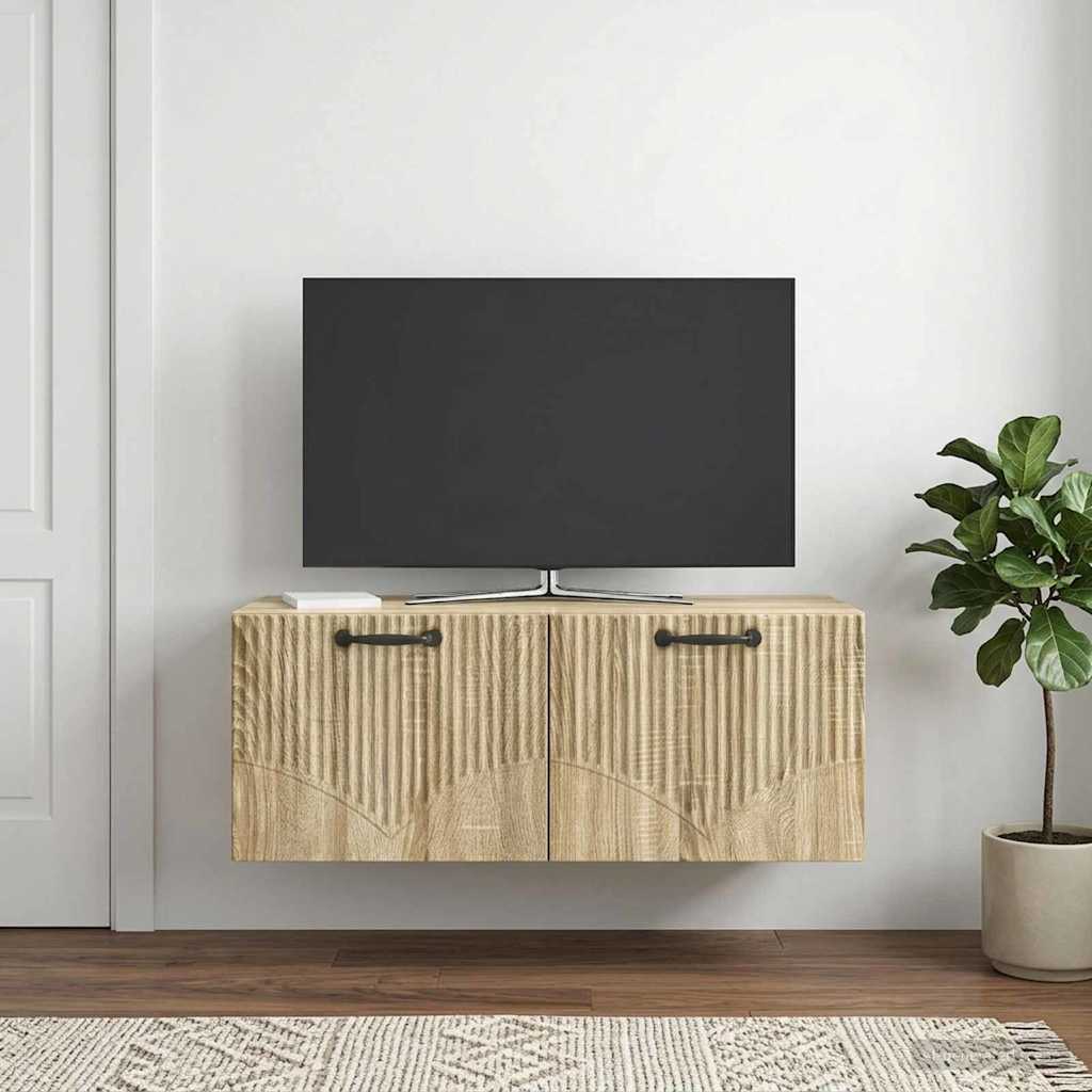 Wandbeugel TV-kast Sonoma Eiken 78,5 x 31 x 30 cm Bewerkt hout – afbeelding 1