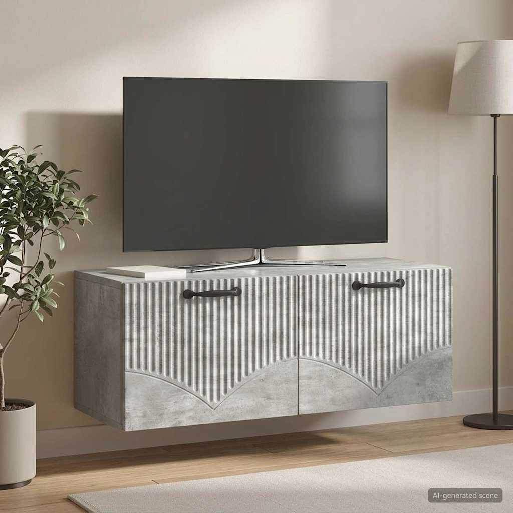Wandbeugel TV-kast Betongrijs 78,5 x 31 x 30 cm Bewerkt hout
