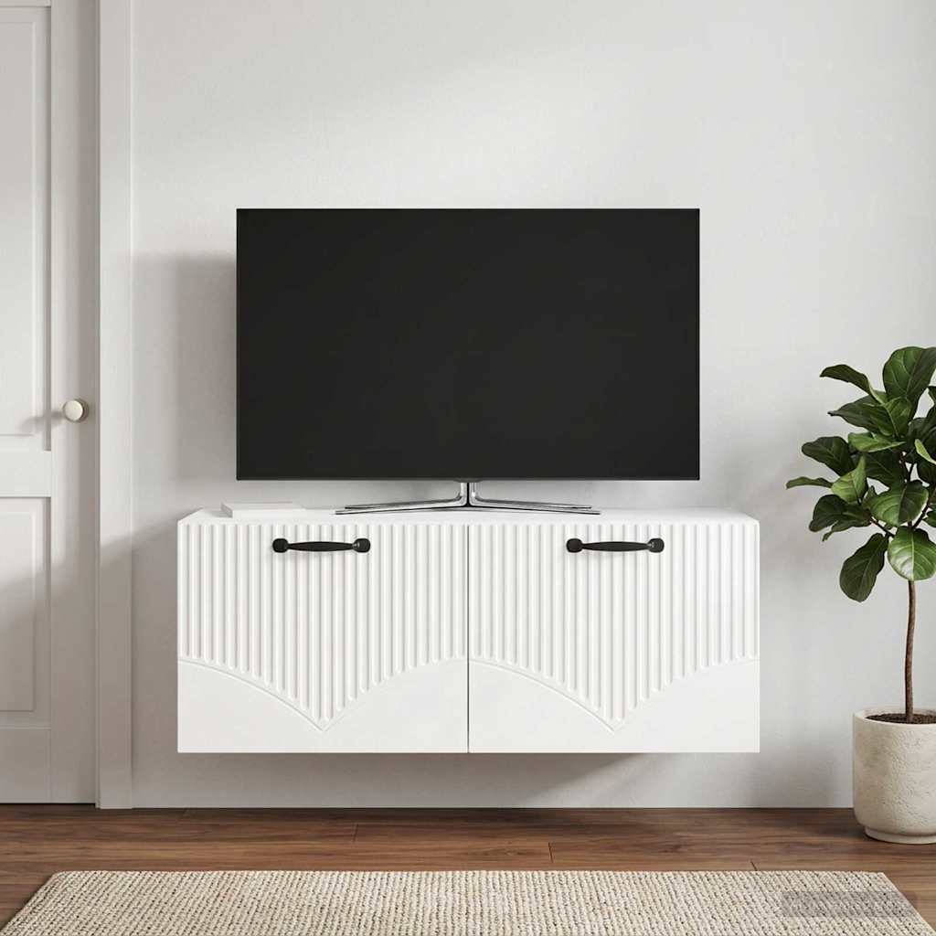 Wandbeugel TV-kast Hoogglans Wit 78,5 x 31 x 30 cm Bewerkt hout
