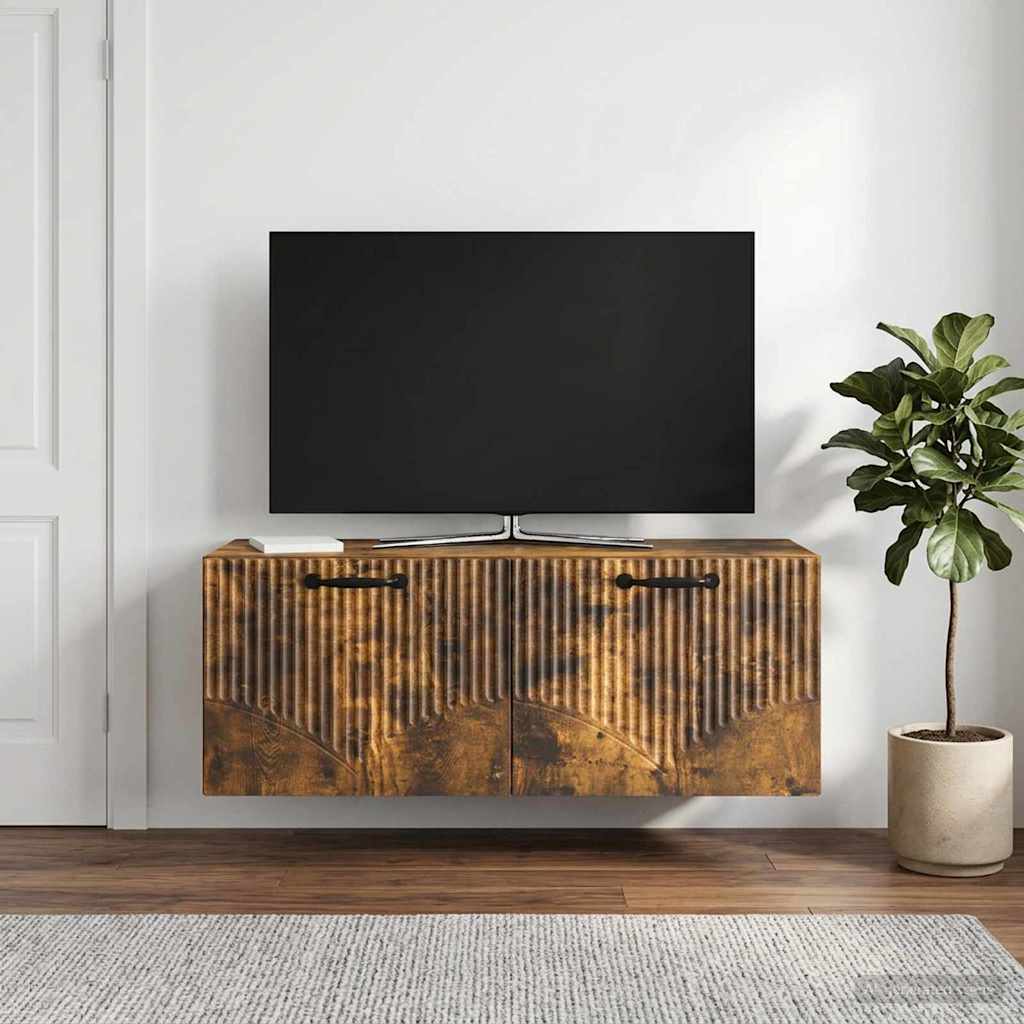 Wandbeugel TV-kast Gerookt eiken 78,5 x 31 x 30 cm Bewerkt hout