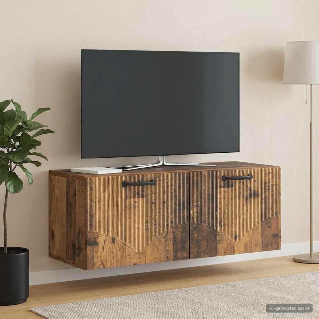 Wandbeugel TV-kast Oud hout 78,5 x 31 x 30 cm Bewerkt hout