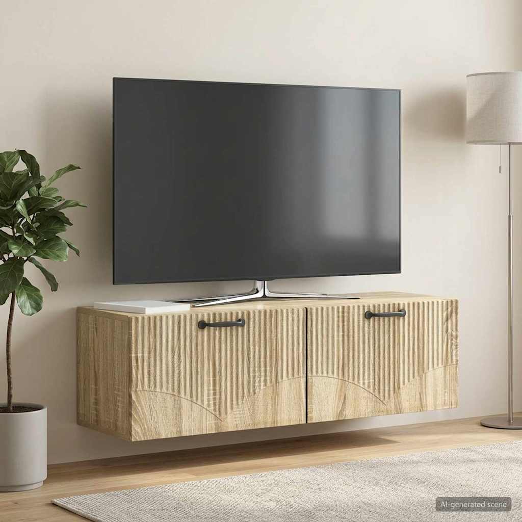 Wandbeugel TV-kast Sonoma Eiken 98 x 31 x 30 cm Bewerkt hout