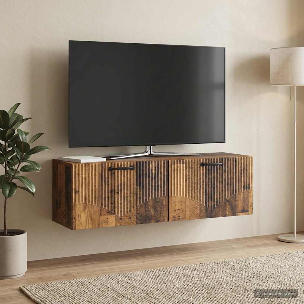 Wandbeugel TV-kast Oud hout 98 x 31 x 30 cm Bewerkt hout