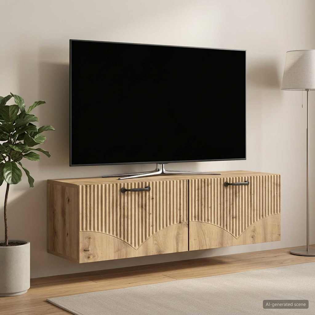 Wandbeugel TV-kast Artisanaal eiken 98 x 31 x 30 cm