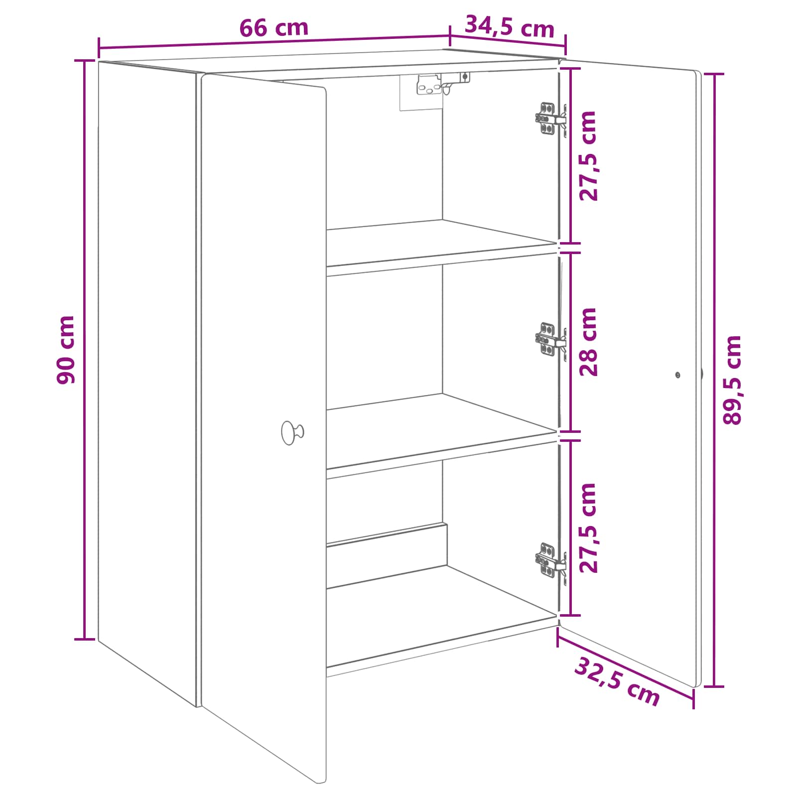 Wandkast Sonoma Eiken 66 x 34,5 x 90 cm Bewerkt hout – afbeelding 8
