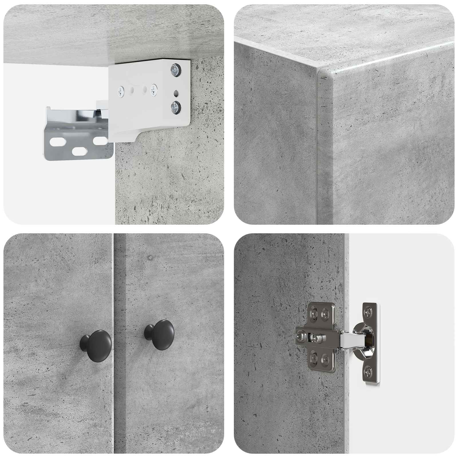 Wandkast Betongrijs 66 x 34,5 x 90 cm Bewerkt hout – afbeelding 7