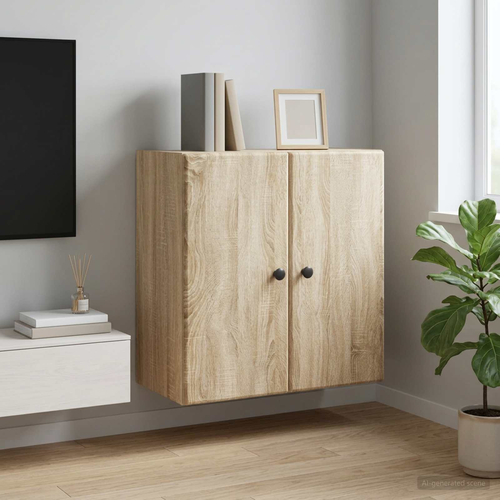 Wandkast Sonoma Eiken 59 x 31 x 60 cm Bewerkt hout – afbeelding 1