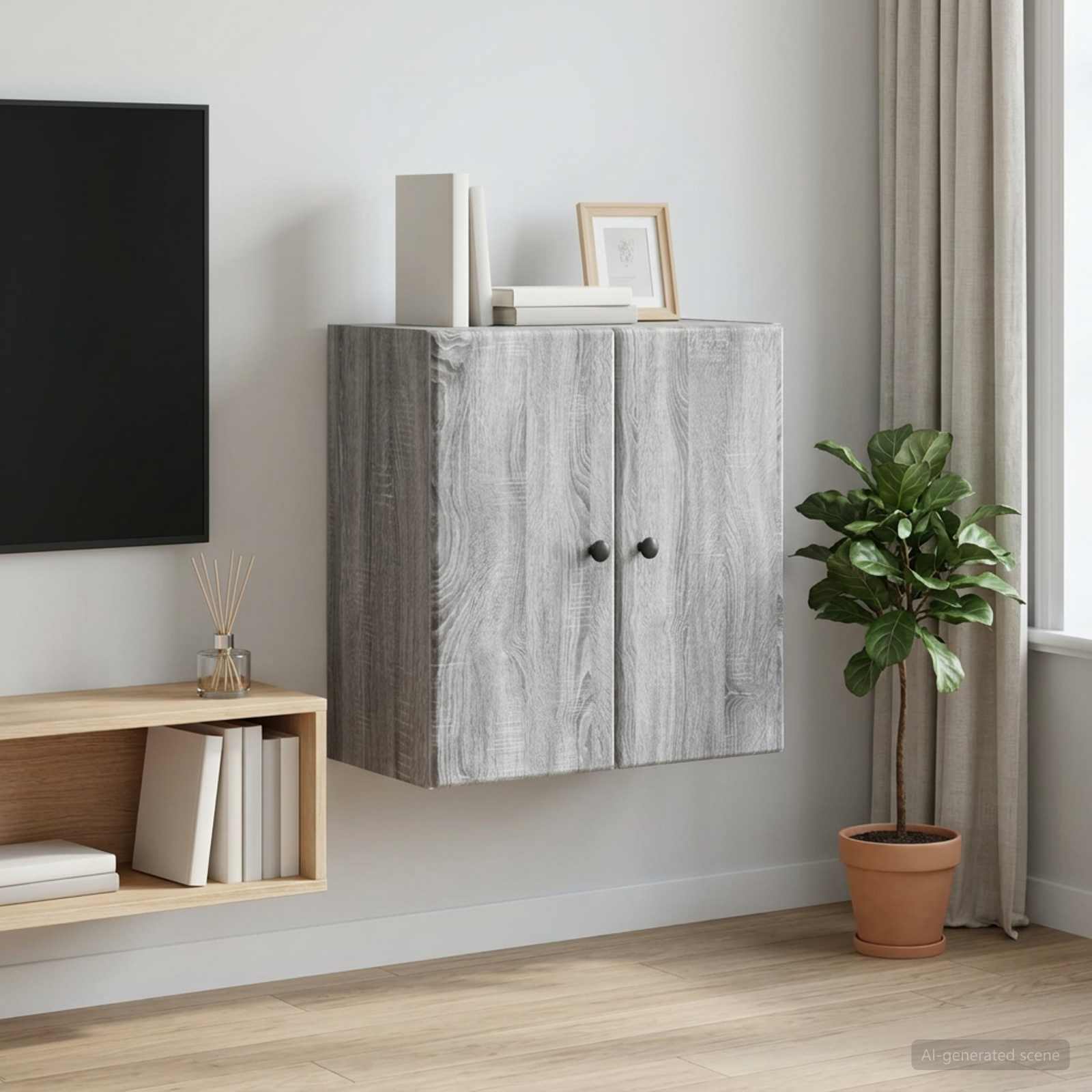 Wandkast Grijs Sonoma 59 x 31 x 60 cm Bewerkt hout – afbeelding 1