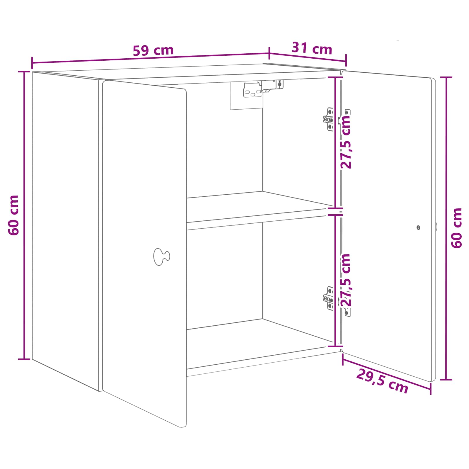 Wandkast Grijs Sonoma 59 x 31 x 60 cm Bewerkt hout – afbeelding 9