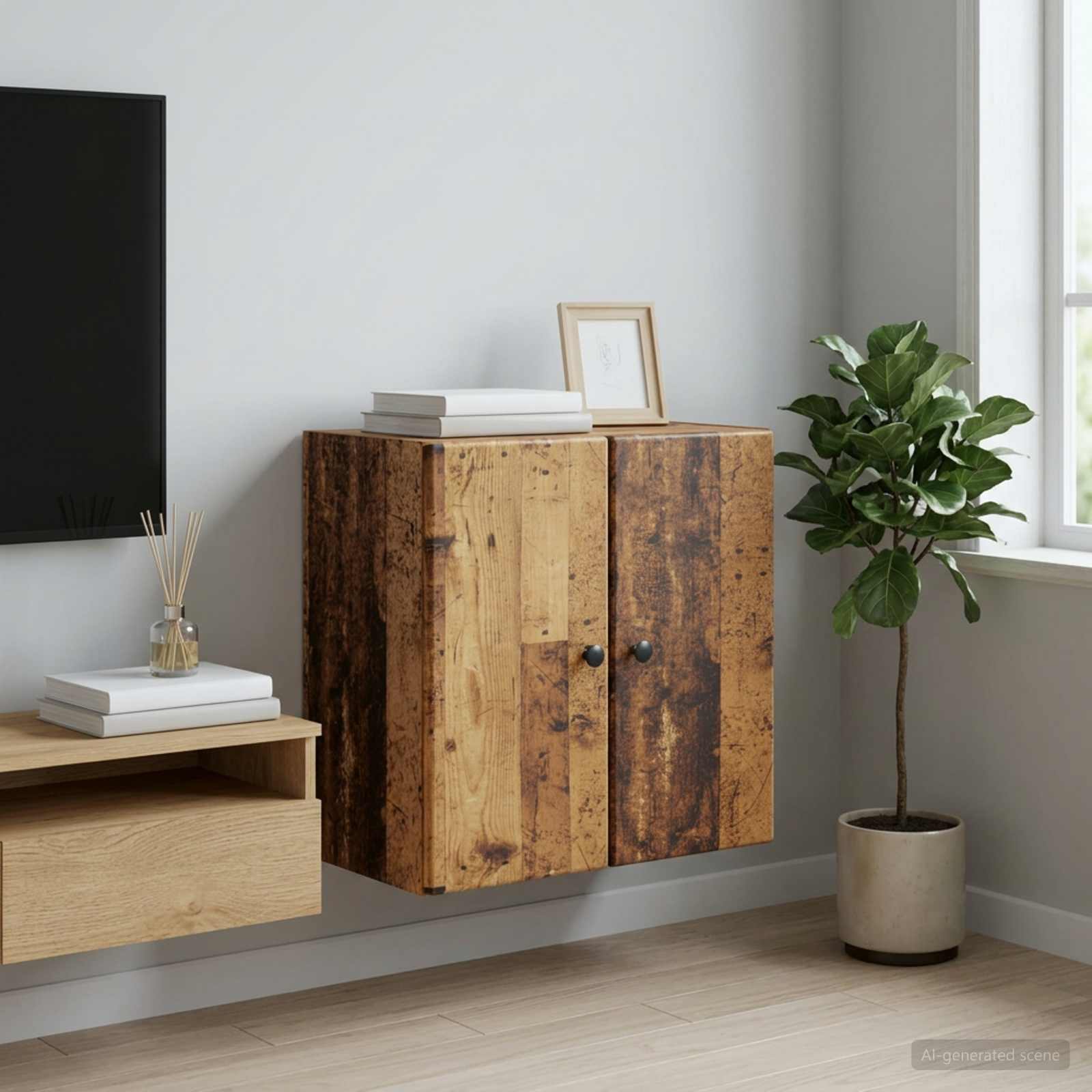 Wandkast Oud hout 59 x 31 x 60 cm Bewerkt hout