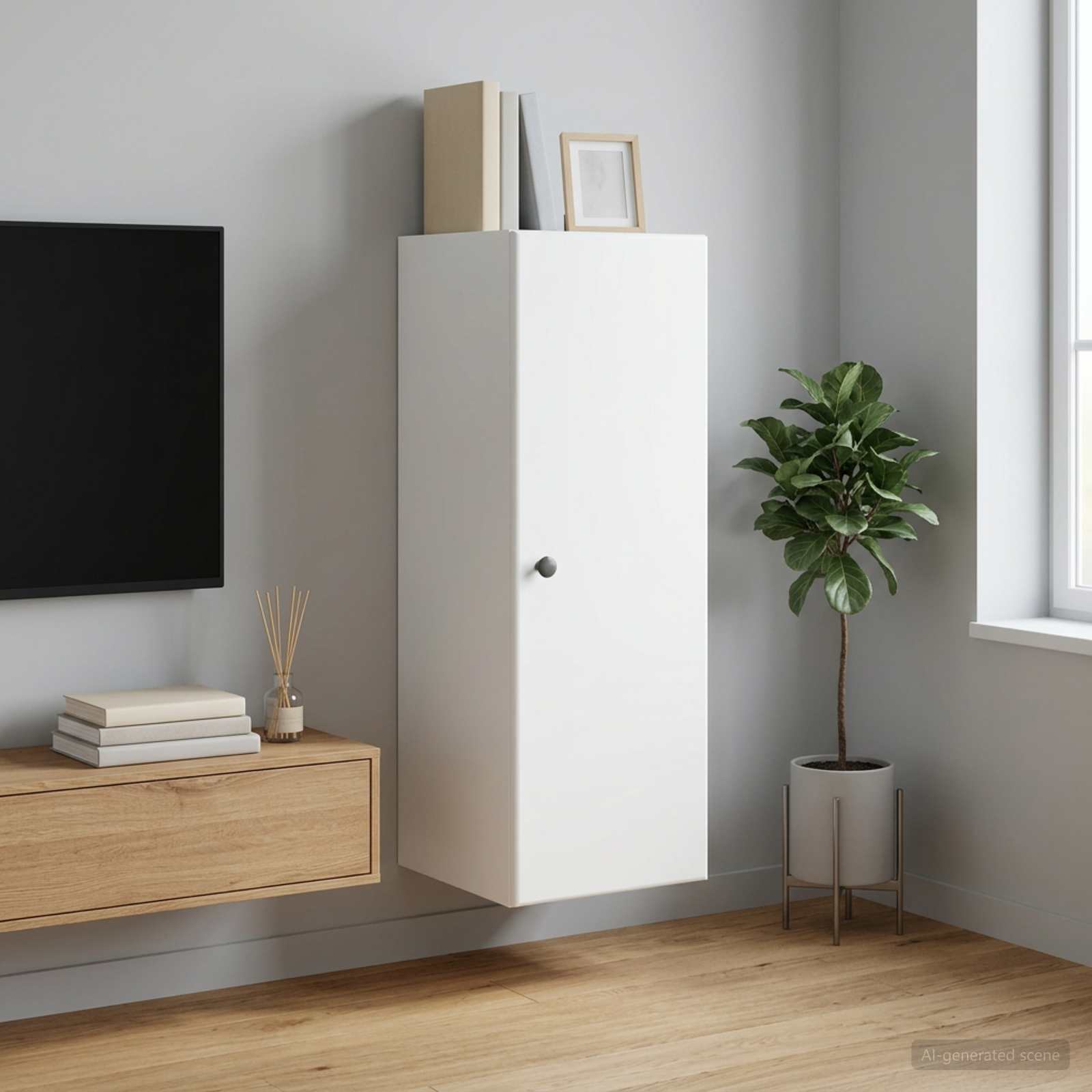 Wandkast Wit 33 x 34,5 x 90 cm Bewerkt hout