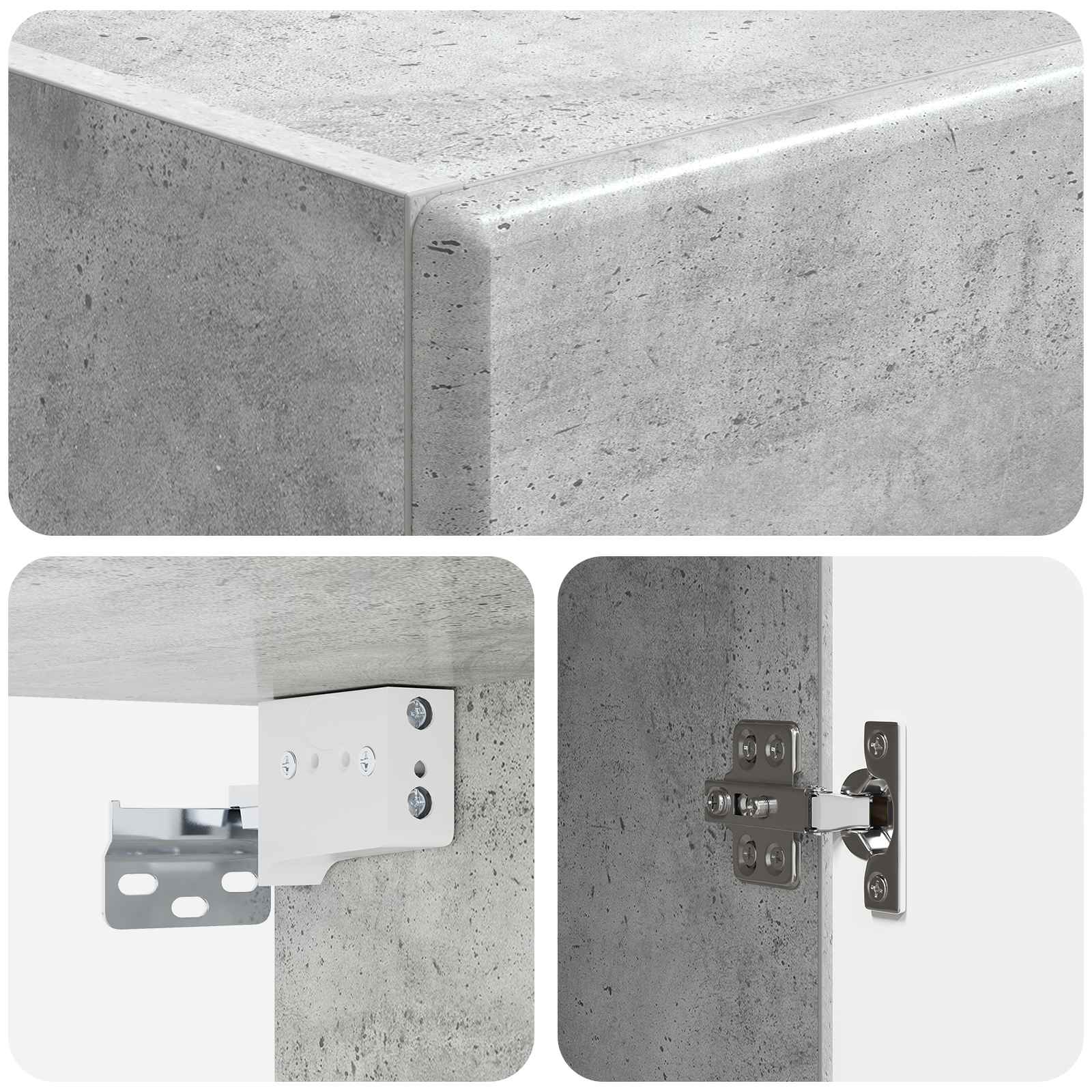 Wandkast Betongrijs 33 x 34,5 x 90 cm Bewerkt hout – afbeelding 7