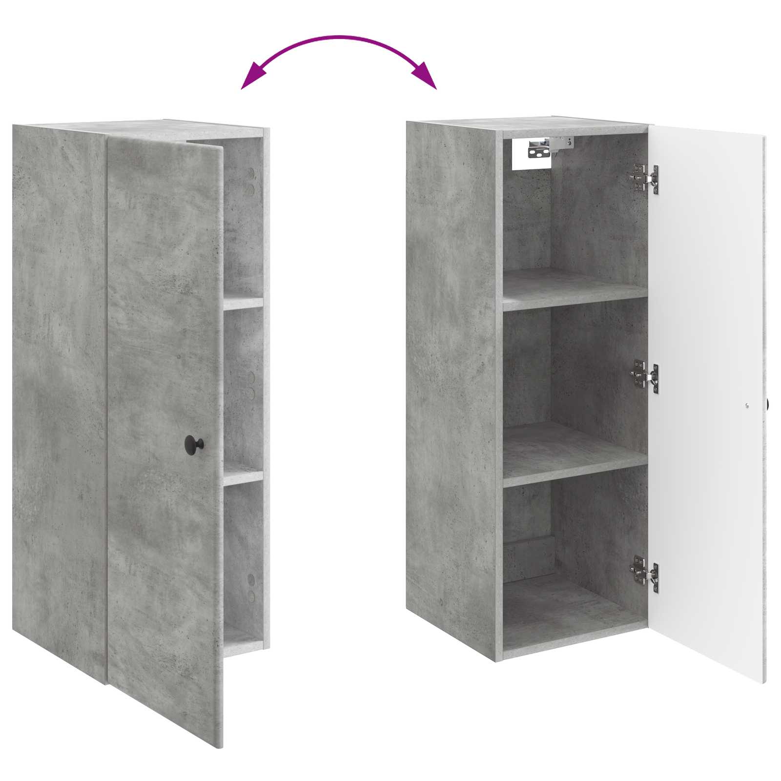Wandkast Betongrijs 33 x 34,5 x 90 cm Bewerkt hout – afbeelding 8