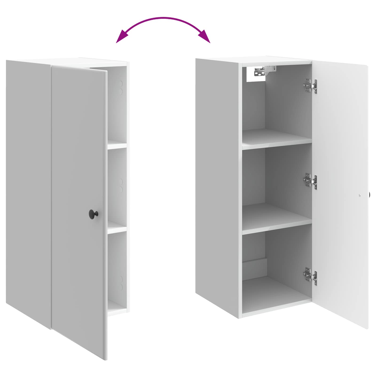 Wandkast Hoogglans Wit 33 x 34,5 x 90 cm Bewerkt hout – afbeelding 8