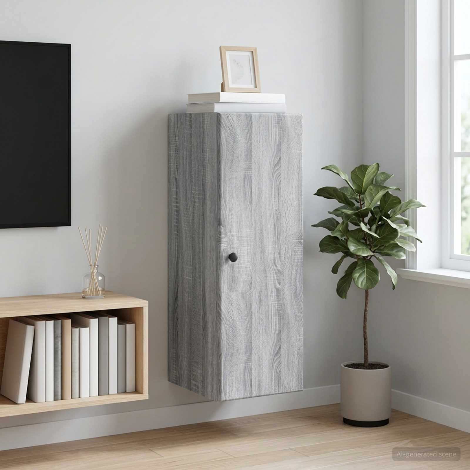 Wandkast Grijs Sonoma 33 x 34,5 x 90 cm Bewerkt hout – afbeelding 1