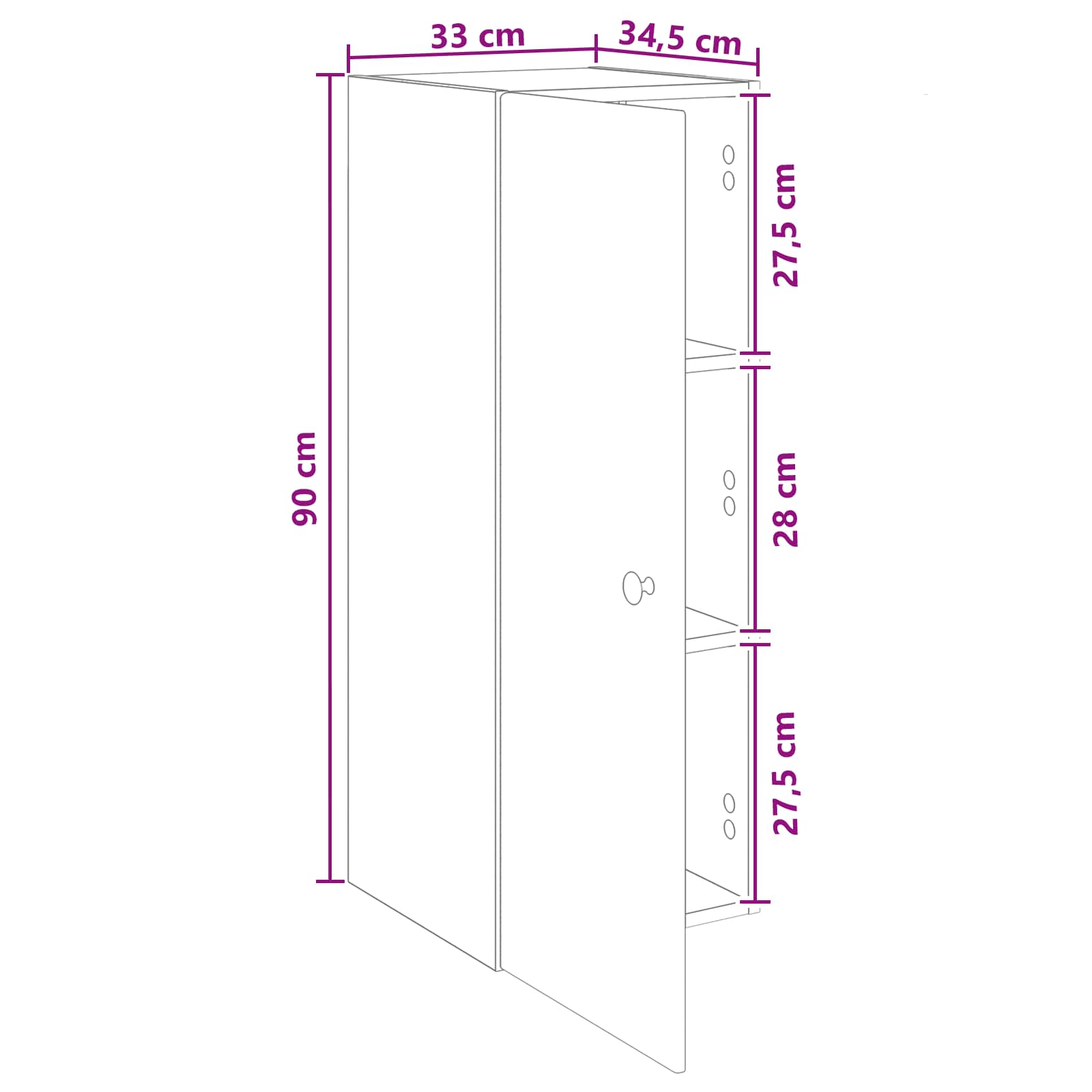 Wandkast Grijs Sonoma 33 x 34,5 x 90 cm Bewerkt hout – afbeelding 10