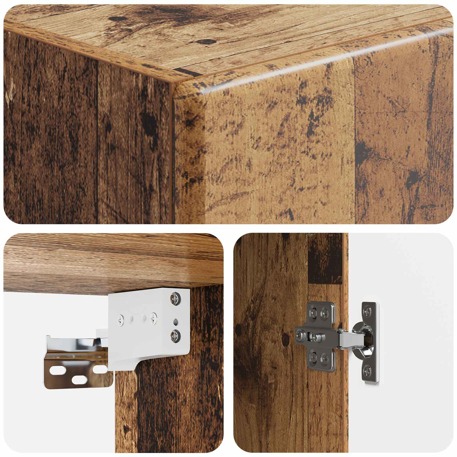 Wandkast Oud hout 33 x 34,5 x 90 cm Bewerkt hout – afbeelding 7