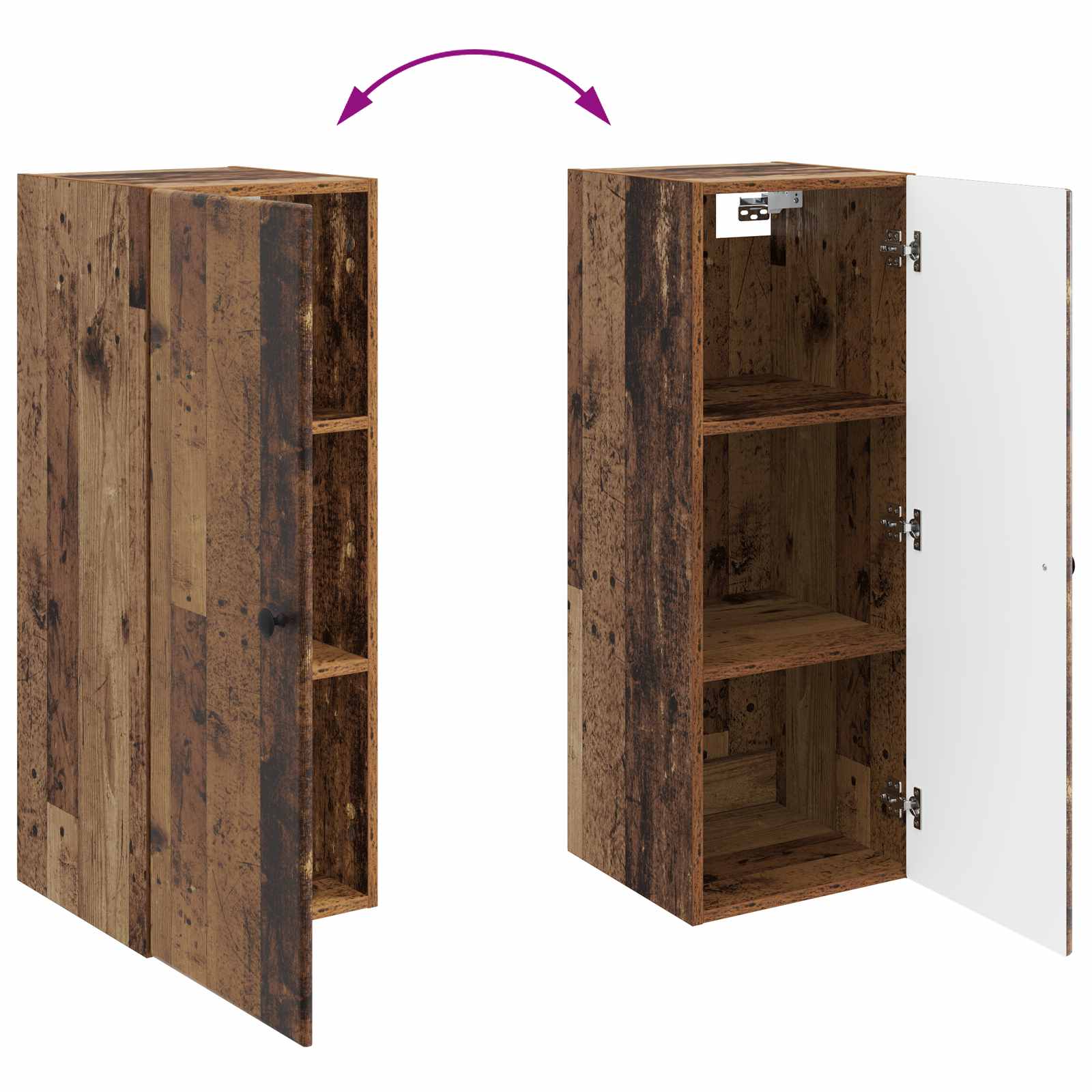 Wandkast Oud hout 33 x 34,5 x 90 cm Bewerkt hout – afbeelding 8