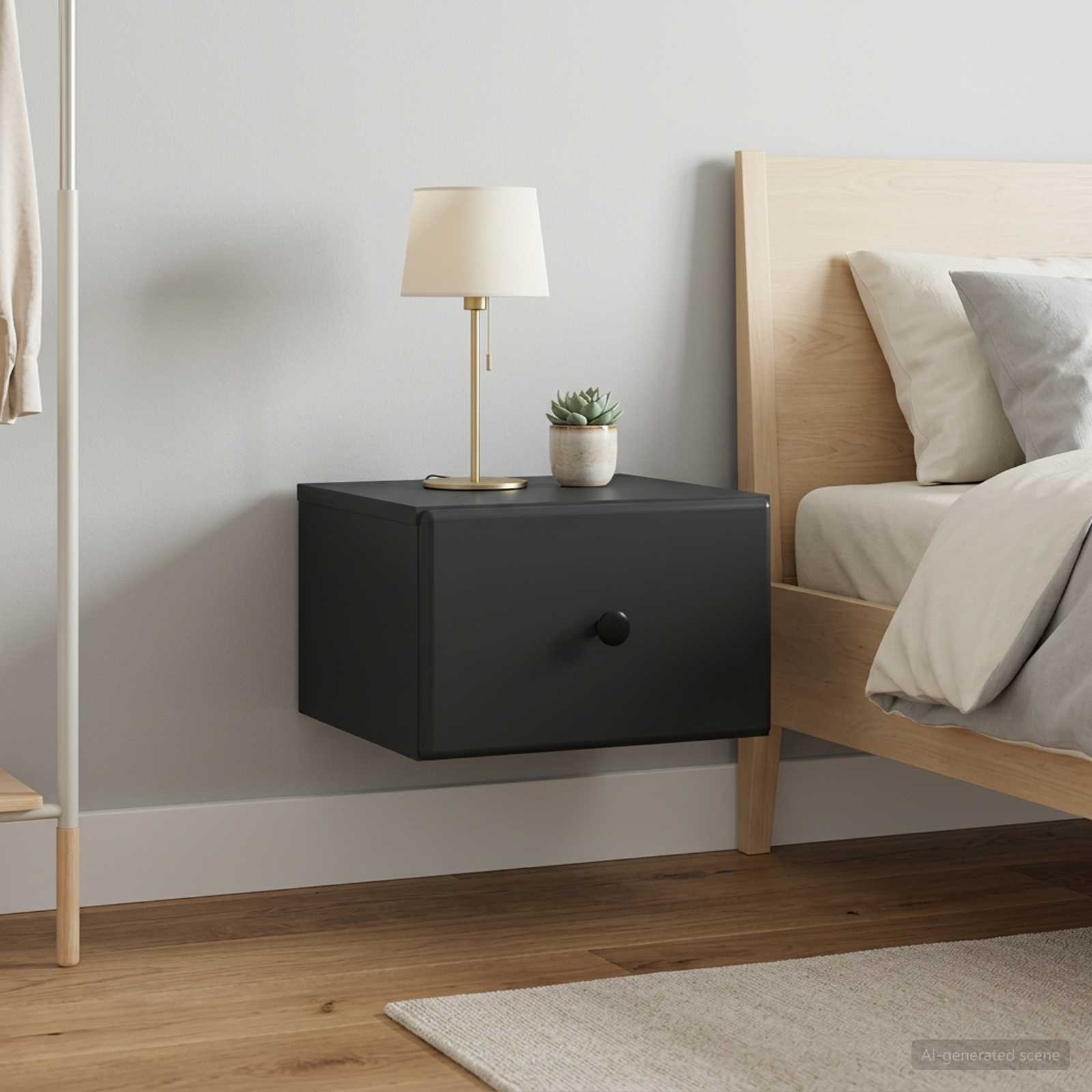 Wandbeugel Bedkast 2 pcs Zwart 34,5 x 33 x 20 cm Bewerkt hout