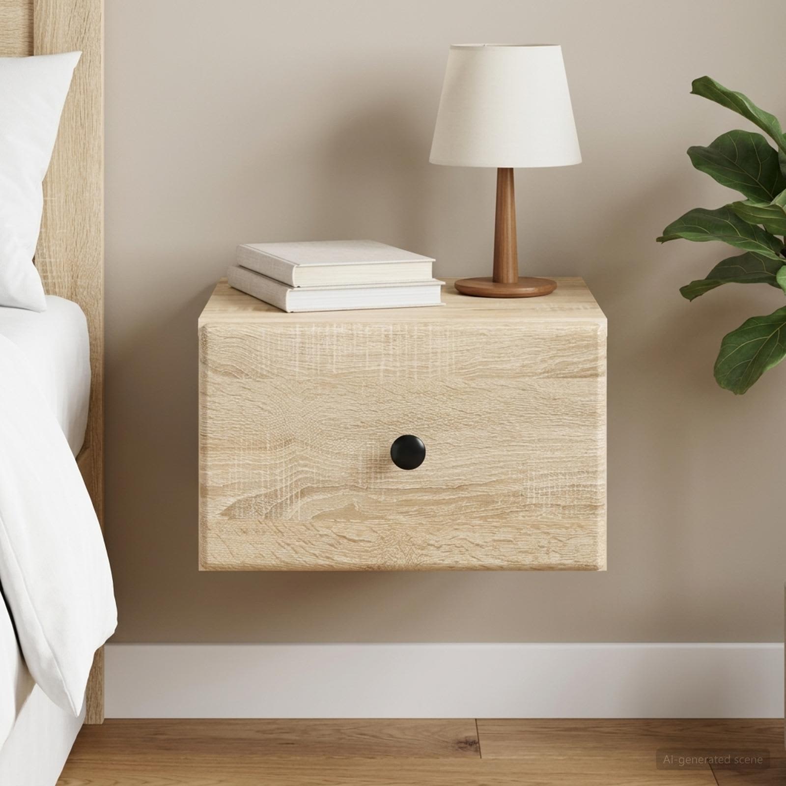 Wandbeugel Bedkast Sonoma Eiken 34,5 x 33 x 20 cm Bewerkt hout