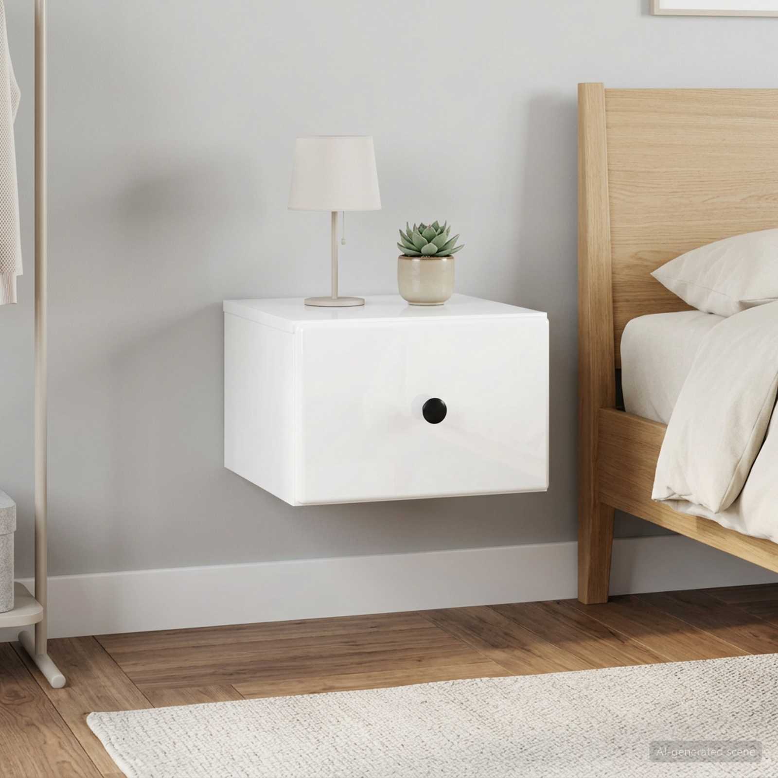 Wandbeugel Bedkast 2 pcs Hoogglans Wit 34,5 x 33 x 20 cm