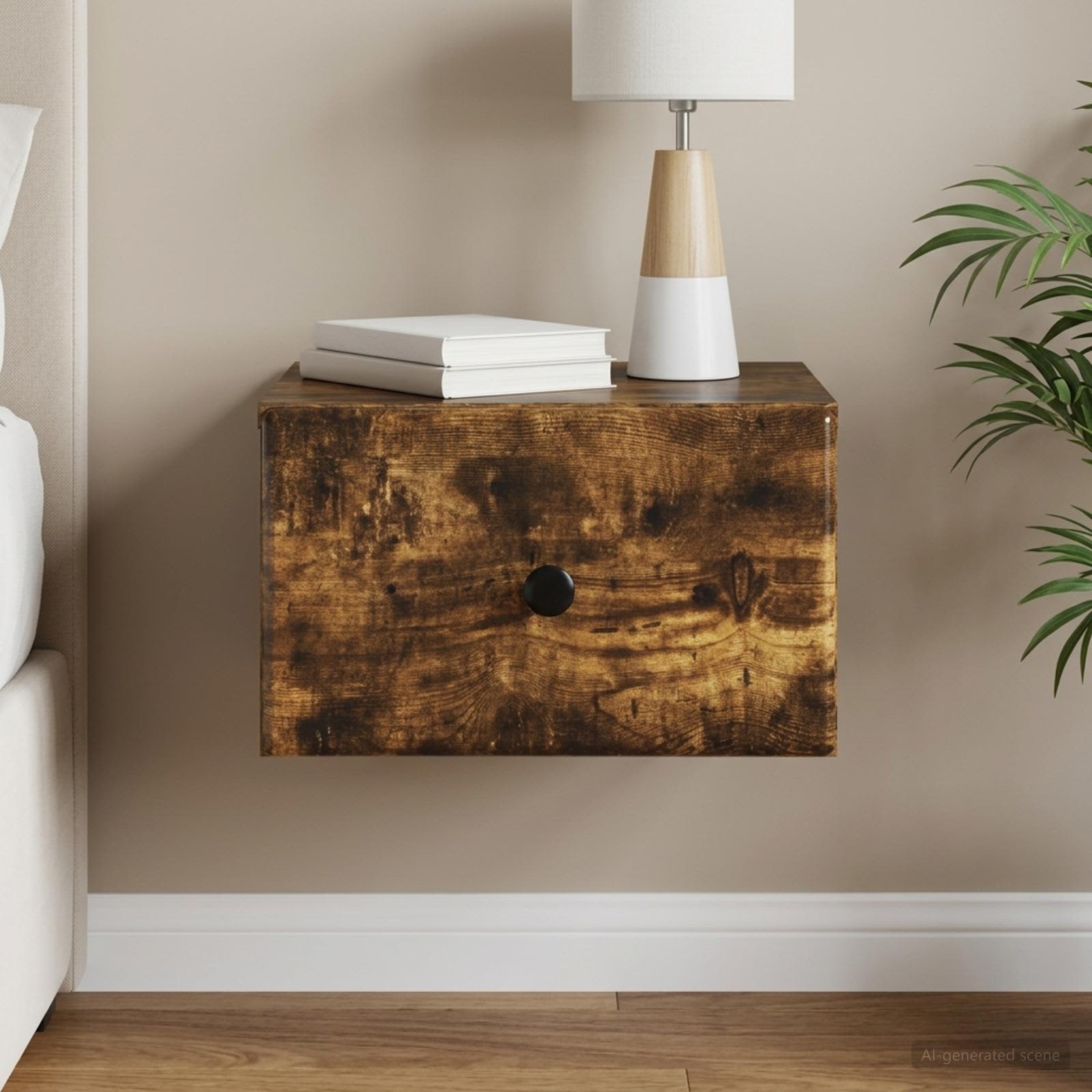 Wandbeugel Bedkast Gerookt eiken 34,5 x 33 x 20 cm Bewerkt hout