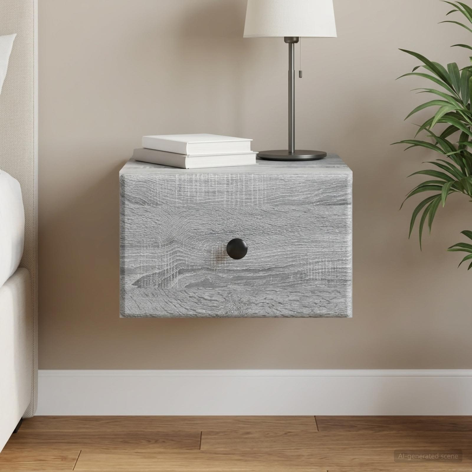 Wandbeugel Bedkast Grijs sonoma 34,5 x 33 x 20 cm Bewerkt hout