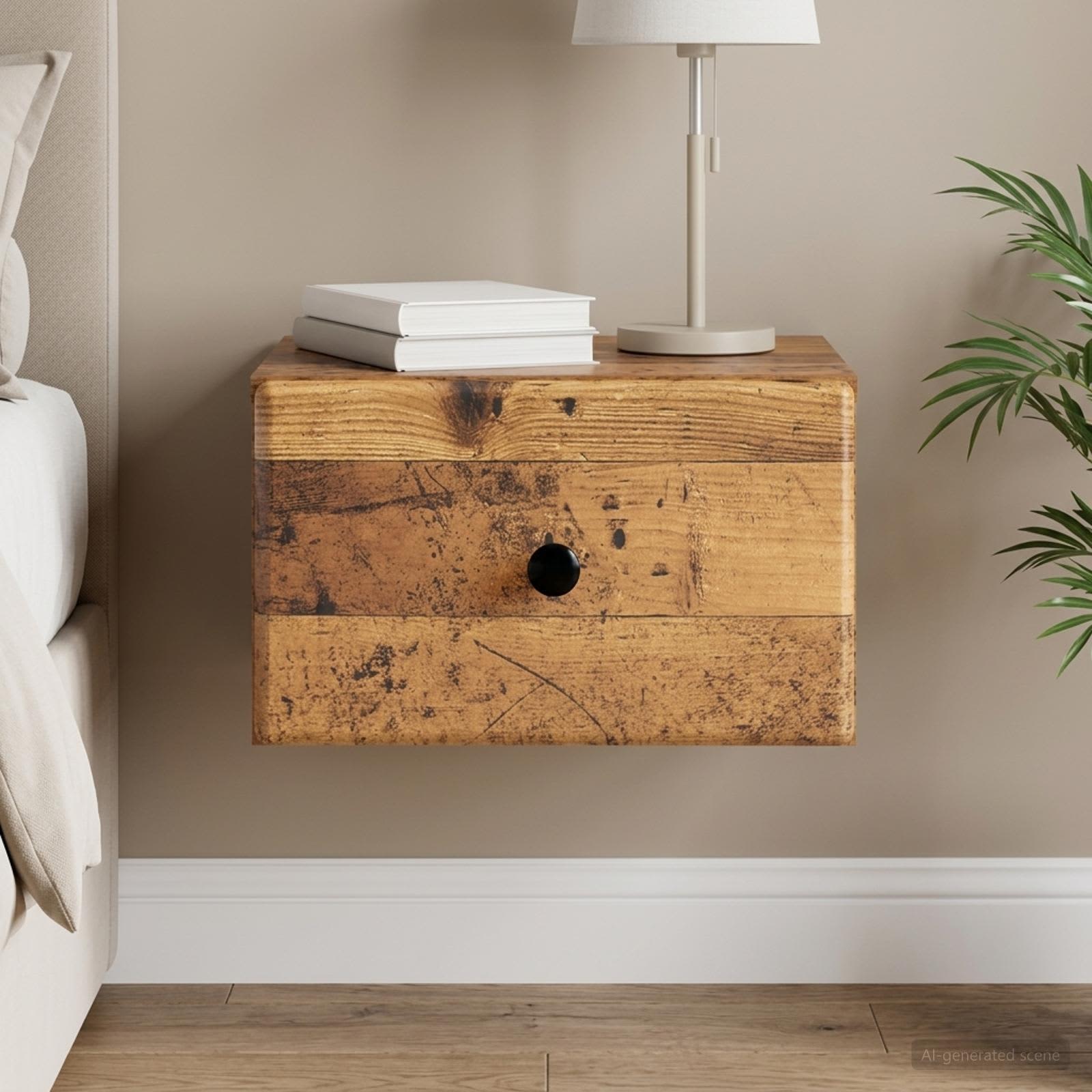 Wandbeugel Bedkast Oud hout 34,5 x 33 x 20 cm Bewerkt hout