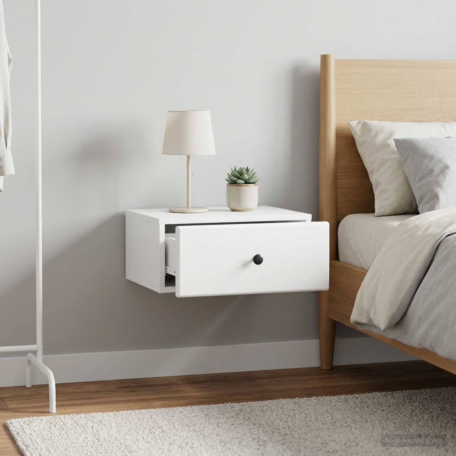 Wandbeugel Bedkast 2 pcs Wit 49 x 34,5 x 20 cm Bewerkt hout