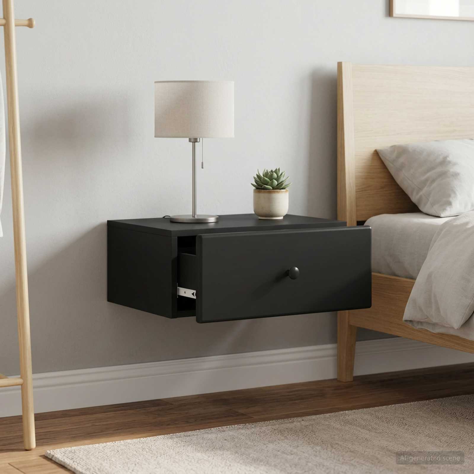 Wandbeugel Bedkast 2 pcs Zwart 49 x 34,5 x 20 cm Bewerkt hout