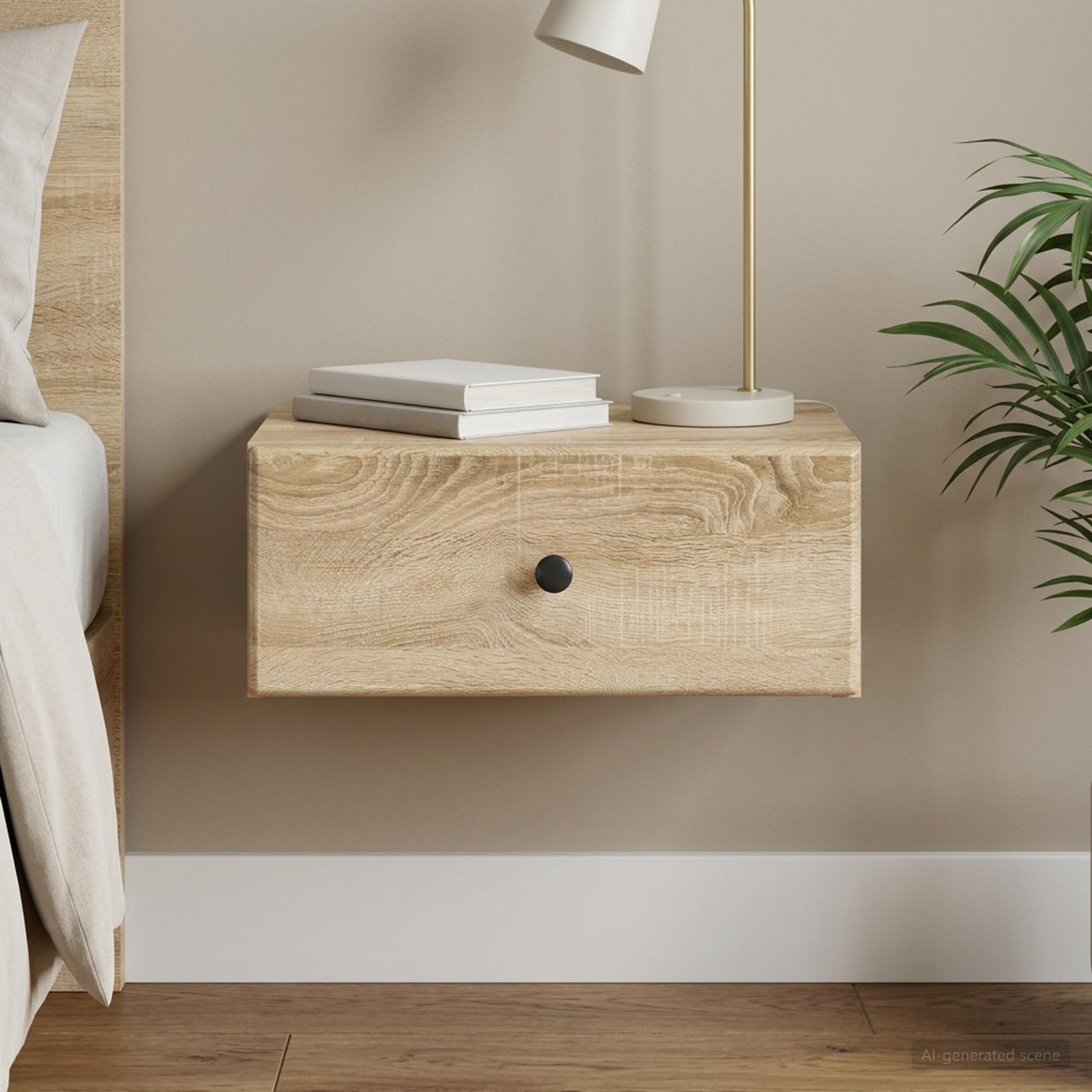 Wandbeugel Bedkast Sonoma Eiken 49 x 34,5 x 20 cm Bewerkt hout