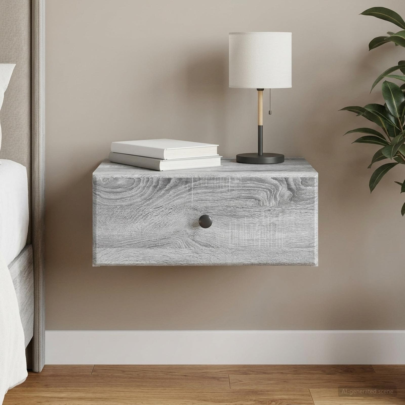 Wandbeugel Bedkast Grijs sonoma 49 x 34,5 x 20 cm Bewerkt hout