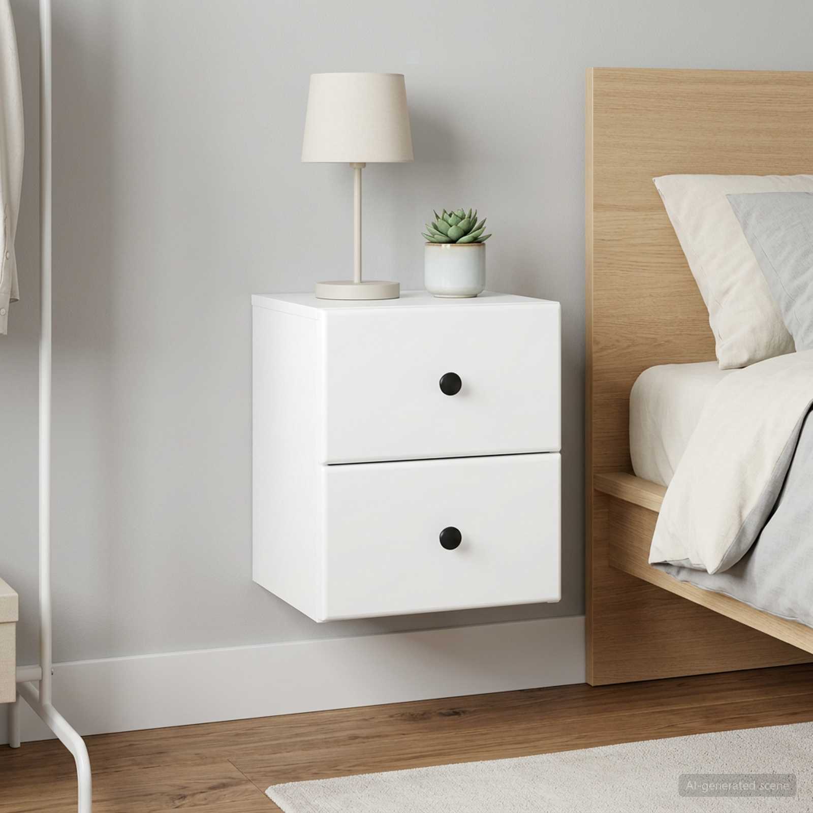 Wandbeugel Bedkast 2 pcs Wit 34,5 x 33 x 40 cm Bewerkt hout