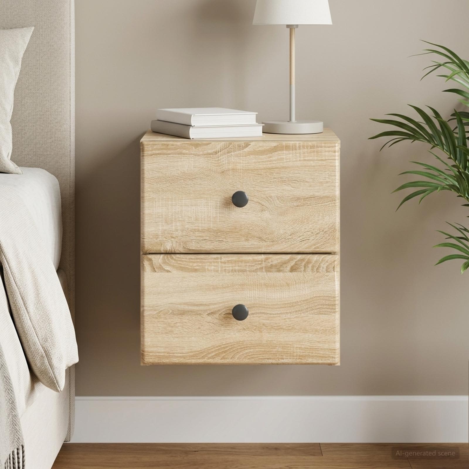 Wandbeugel Bedkast Sonoma Eiken 34,5 x 33 x 40 cm Bewerkt hout