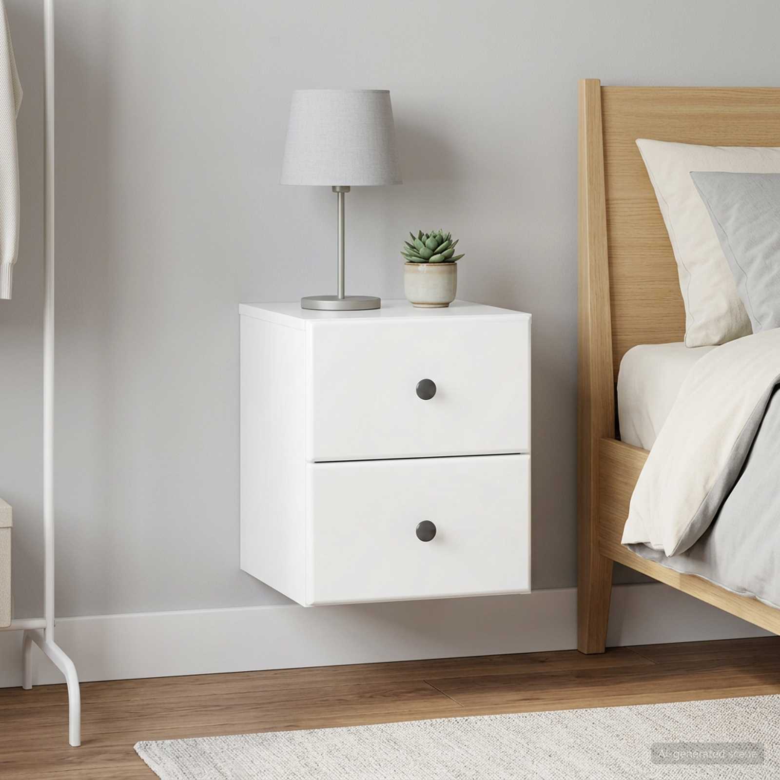 Wandbeugel Bedkast 2 pcs Hoogglans Wit 34,5 x 33 x 40 cm