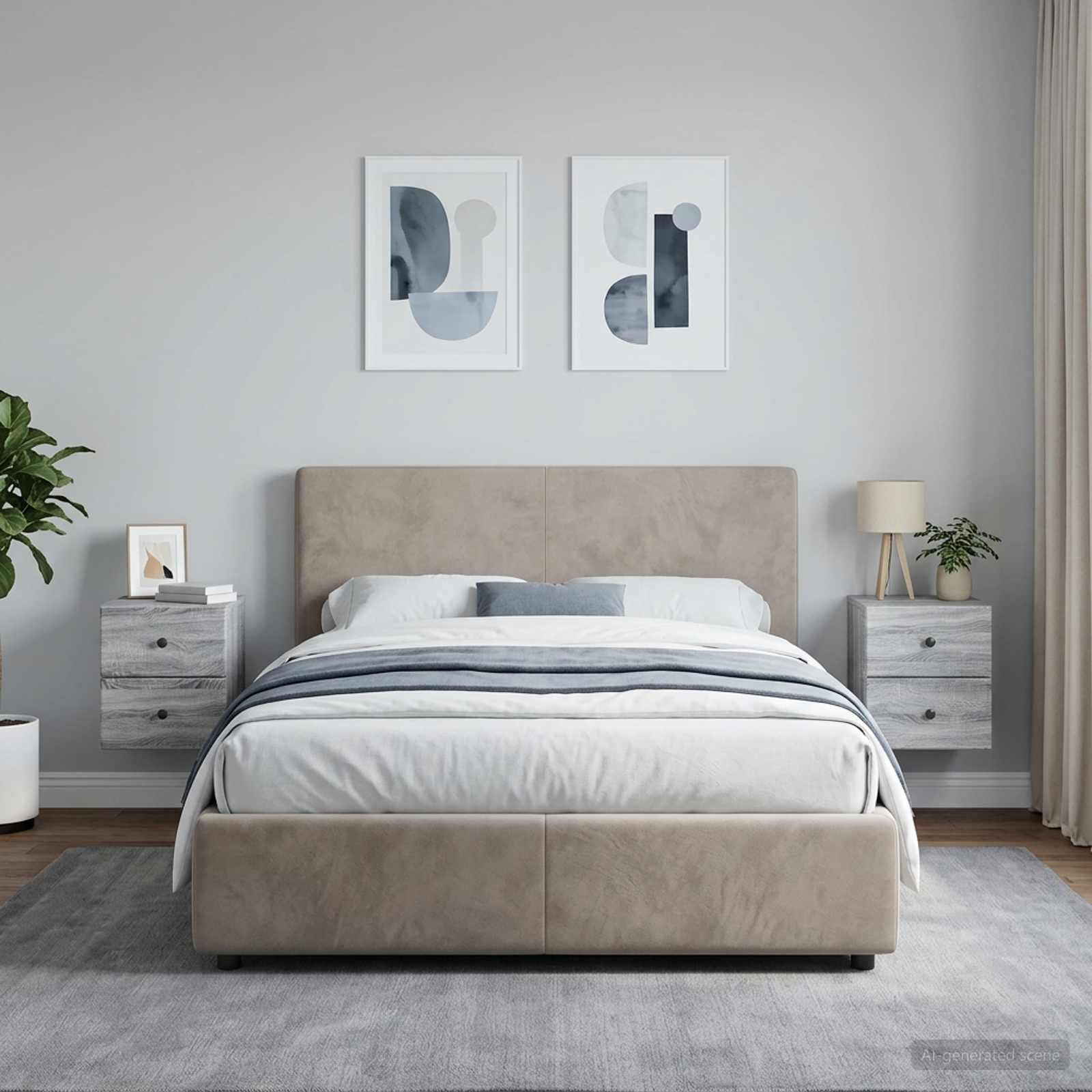 Wandbeugel Bedkast 2 pcs Grijs sonoma 34,5 x 33 x 40 cm