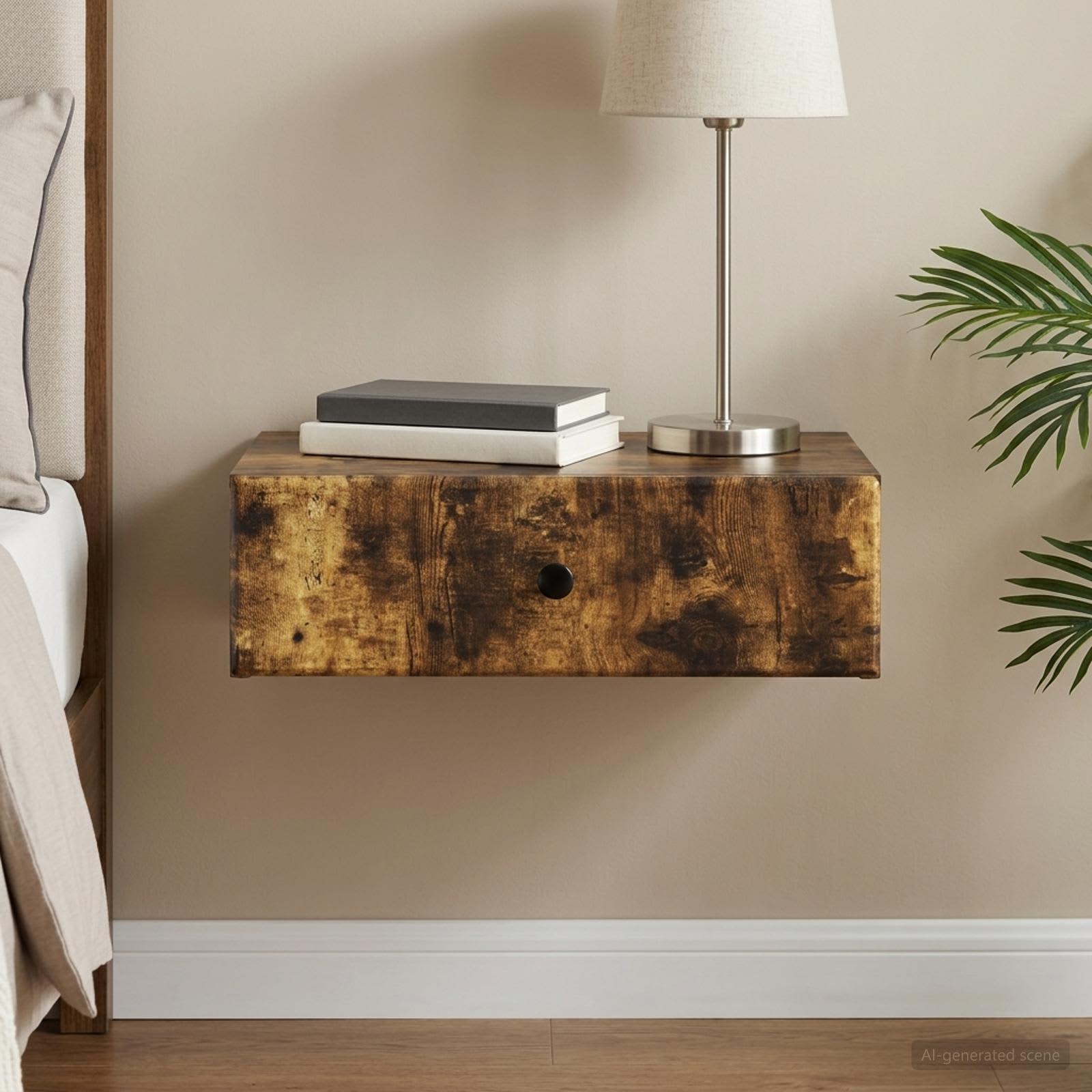 Wandmontage Zijtafel Gerookt eiken 59 x 34,5 x 17 cm
