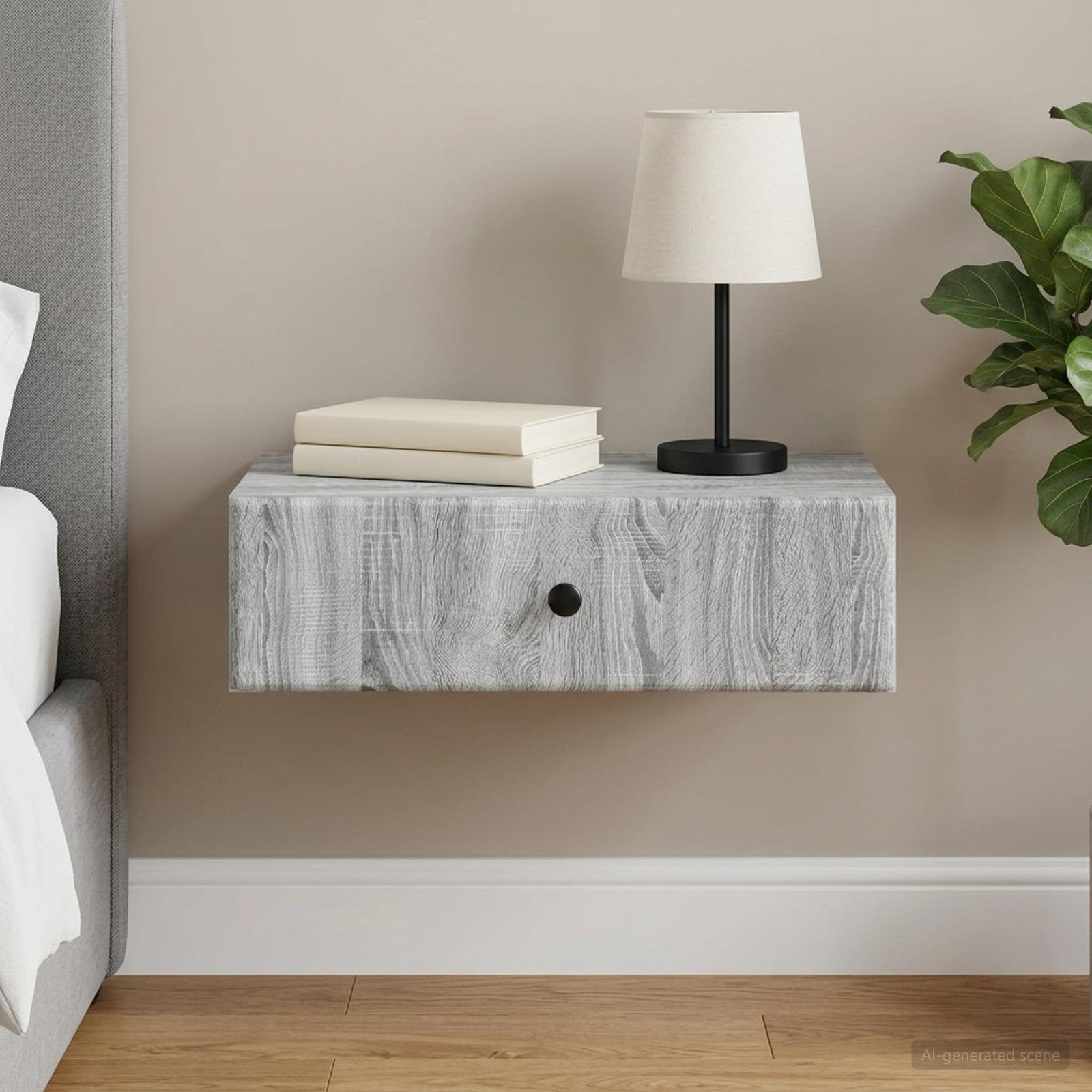 Wandmontage Zijtafel Grijs sonoma 59 x 34,5 x 17 cm