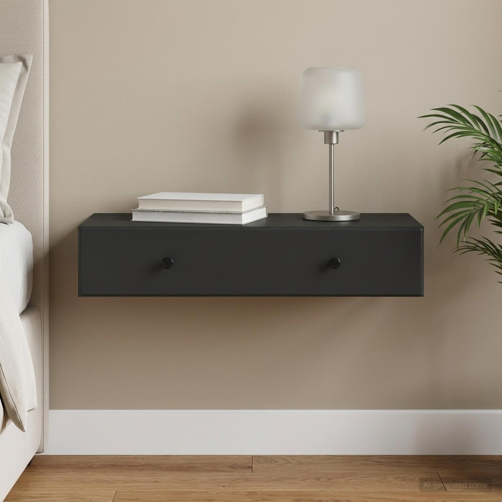 Wandmontage Zijtafel Zwart 87,5 x 34,5 x 17 cm Bewerkt hout