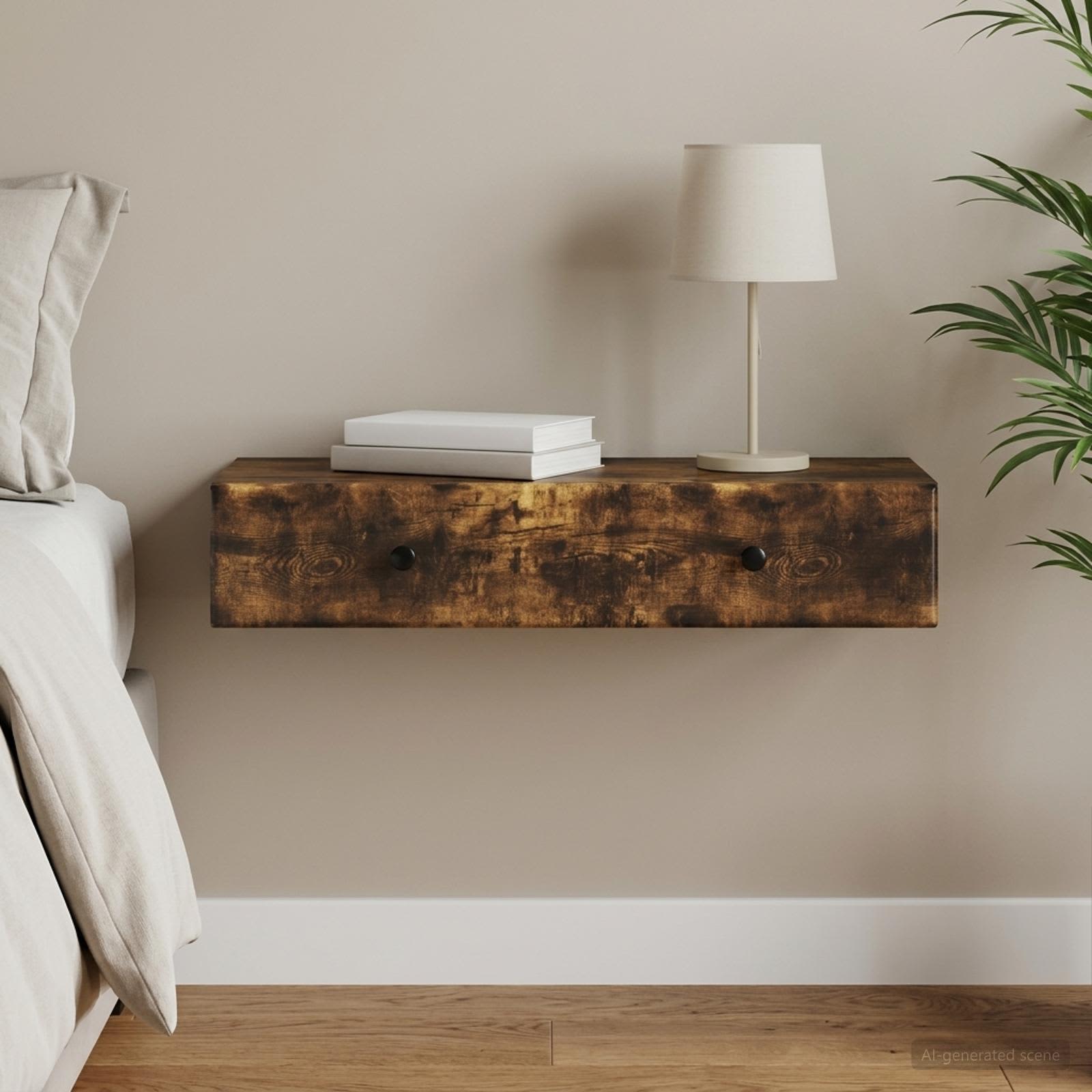 Wandmontage Zijtafel Gerookt eiken 87,5 x 34,5 x 17 cm