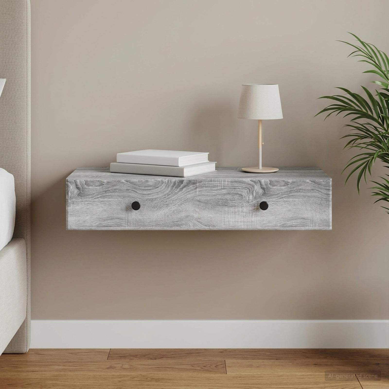 Wandmontage Zijtafel Grijs sonoma 87,5 x 34,5 x 17 cm