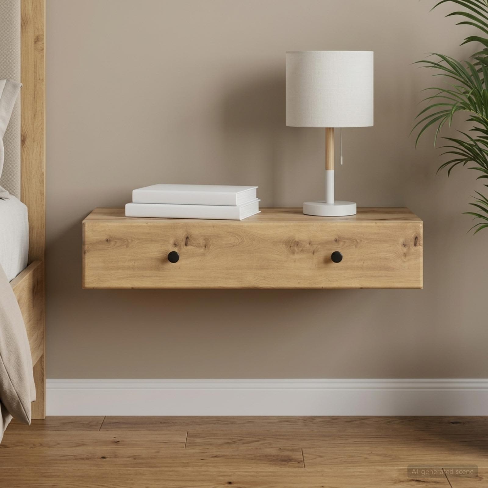 Wandmontage Zijtafel Artisanaal eiken 87,5 x 34,5 x 17 cm – afbeelding 1