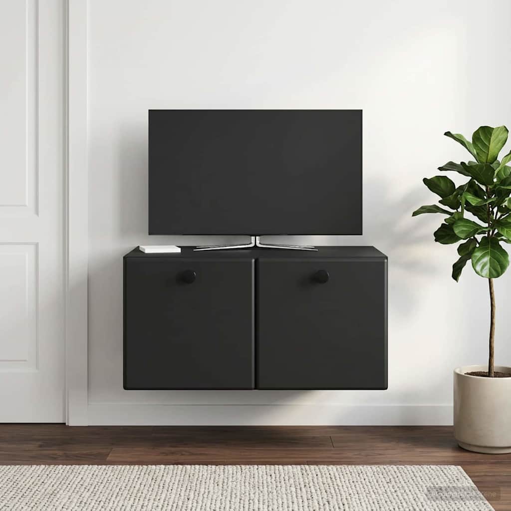 Wandbeugel TV-kast Zwart 59,5 x 41 x 30 cm Bewerkt hout