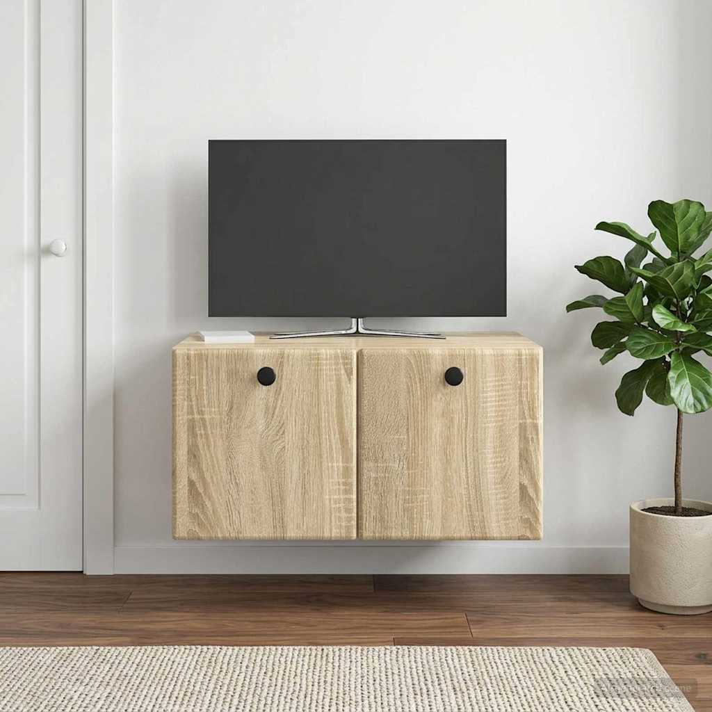 Wandbeugel TV-kast Sonoma Eiken 59,5 x 41 x 30 cm Bewerkt hout